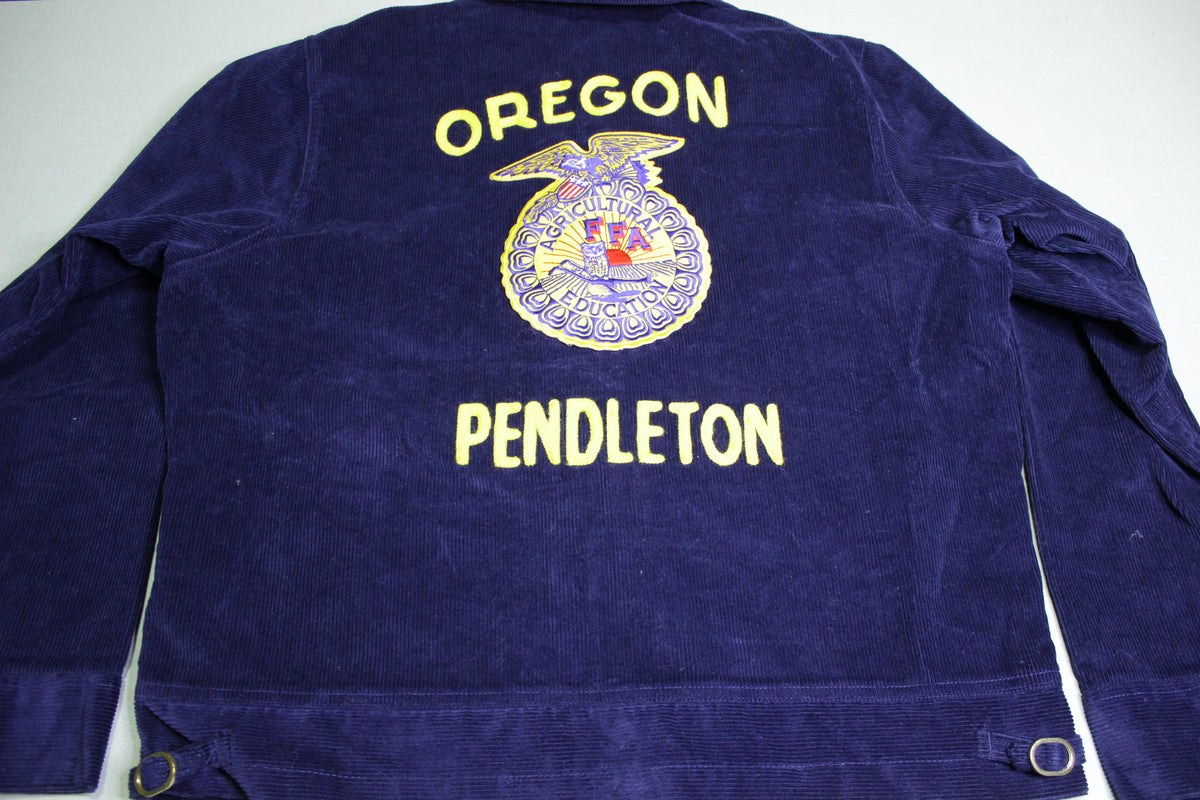 FFA Agricultural Education Vintage Washington Pendleton Oregon Farm Animal Corduroy Jacket