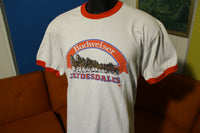 Budweiser Clydesdales Vintage Made In USA 80's Ringer Beer Drinking T-Shirt.