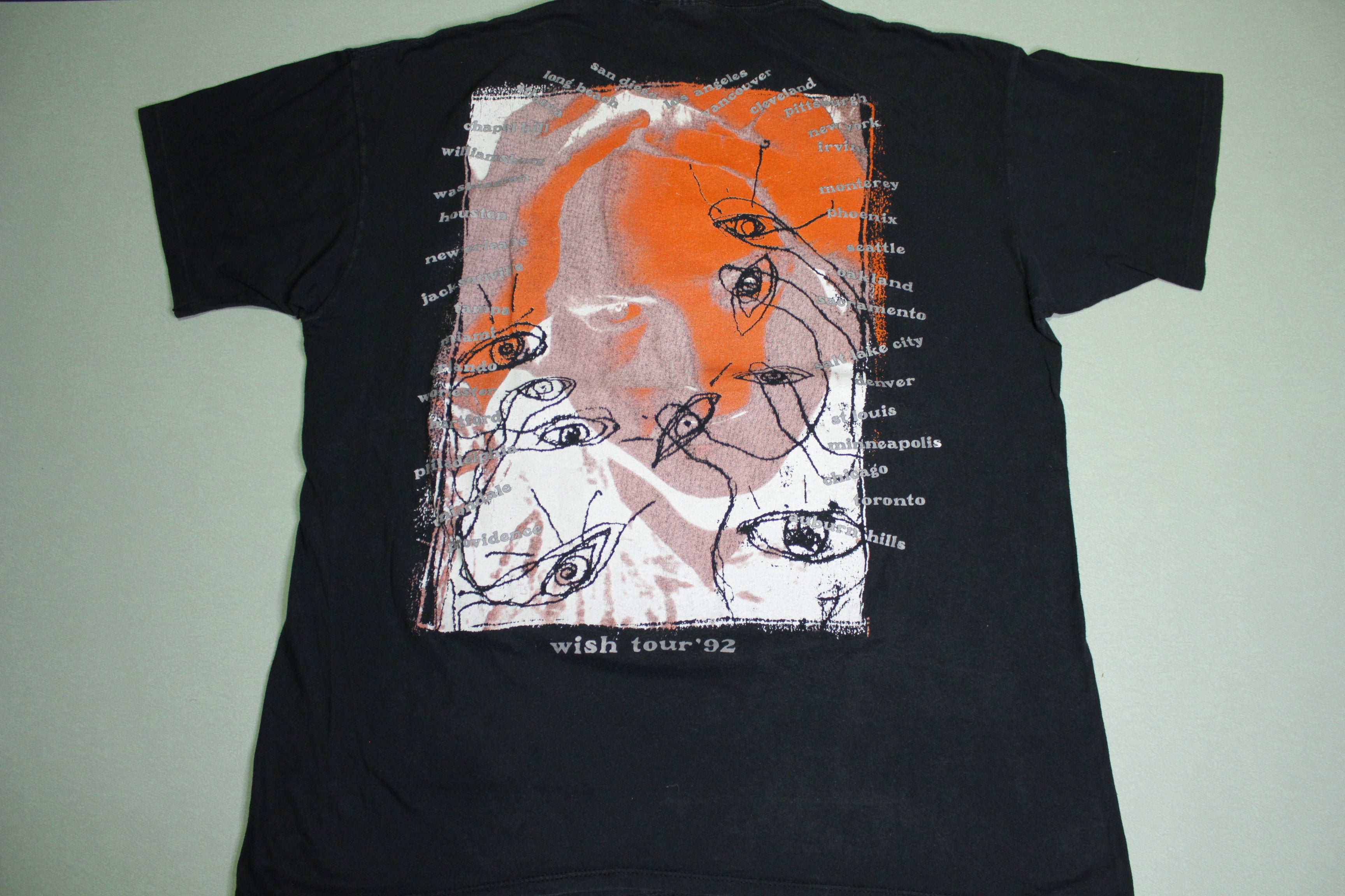 Cure Robert Smith Vintage 90's Big Head Print Wish Tour Brockum