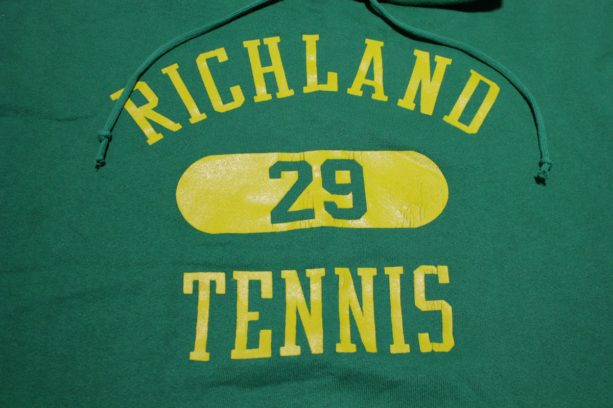 Richland Bombers Vintage 90's Russell Made in USA Tennis Green Gold Hoodie Sweatshirt
