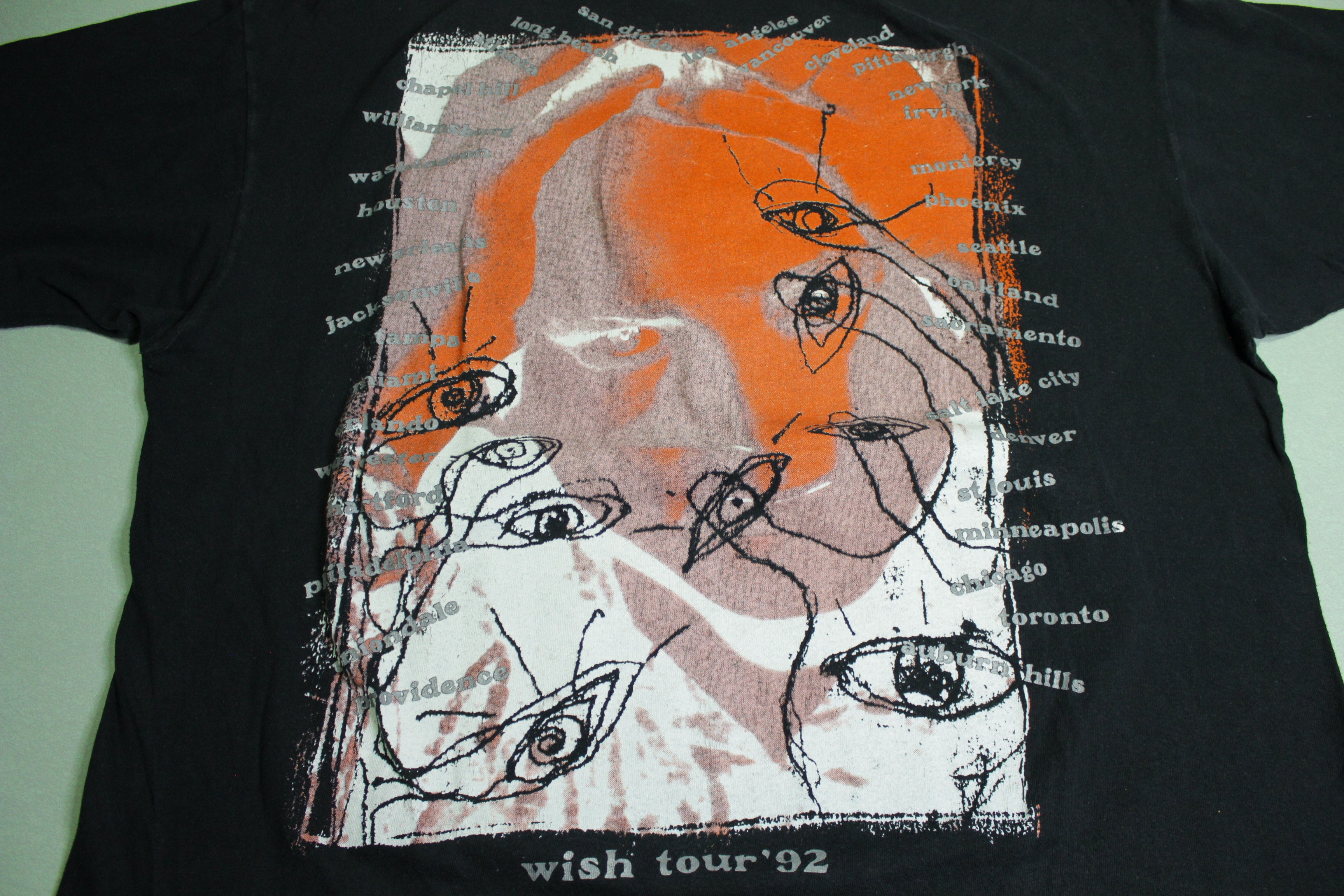 Cure Robert Smith Vintage 90's Big Head Print Wish Tour Brockum