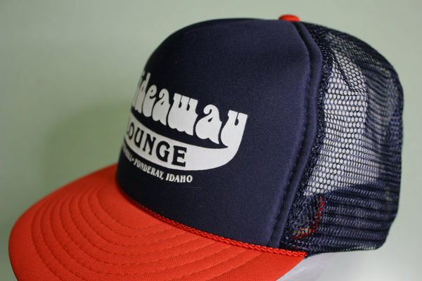 Hideaway Lounge Bonner Mall Ponderay Idaho Vintage 80's Cord Trucker Snapback Adjustable Hat