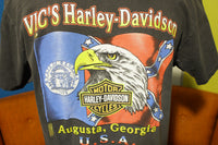Harley Davidson Makin Tracks 80s Single Stitch T-Shirt Eagle Vics Augusta USA