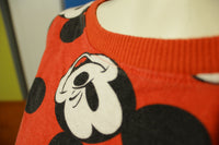 Mickey Mouse Disney All Over Print Red Vintage Funny Faces Cartoon Sweatshirt.