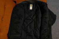 Carharrt J02 BLK 46 Arctic Quilt Lined Black Distressed Work Coat Jacket USA MADE!!