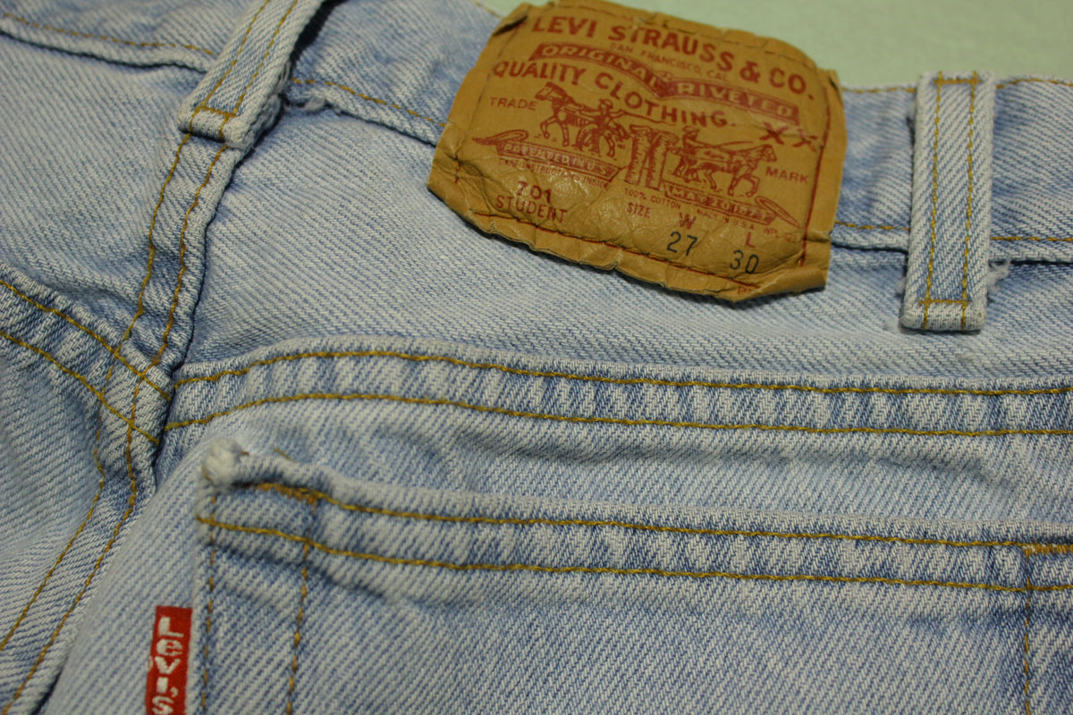 Levis Red Tab Stone Washed 701 Made in USA Jeans Vintage 90's Student Fit 501