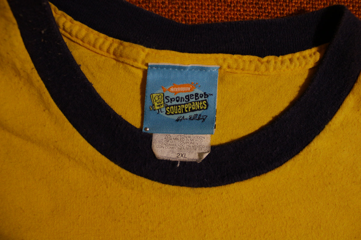 SpongeBob Vintage Booyaa Ringer Yellow Nickelodeon Squarepants 2XL T-Shirt