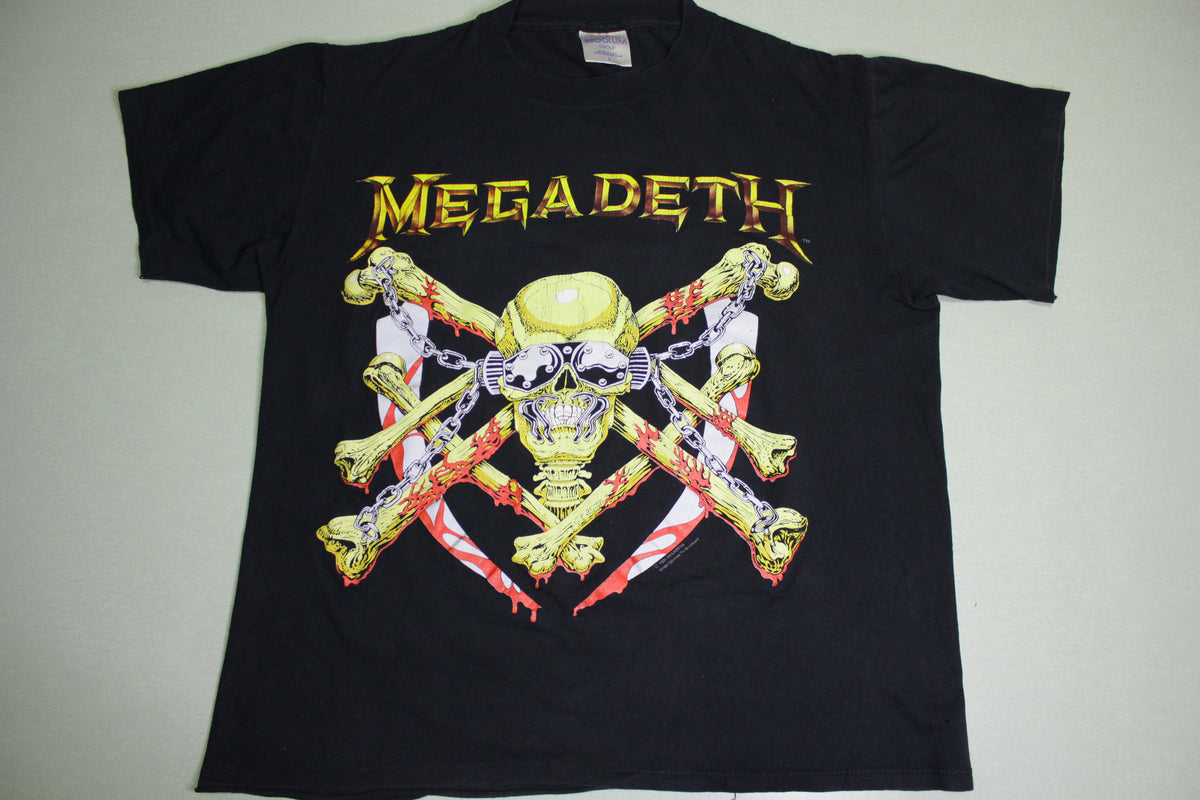 Megadeth Skull Bones Chains Vintage 1991 Ed Repka Brockum 90's USA Made T-Shirt