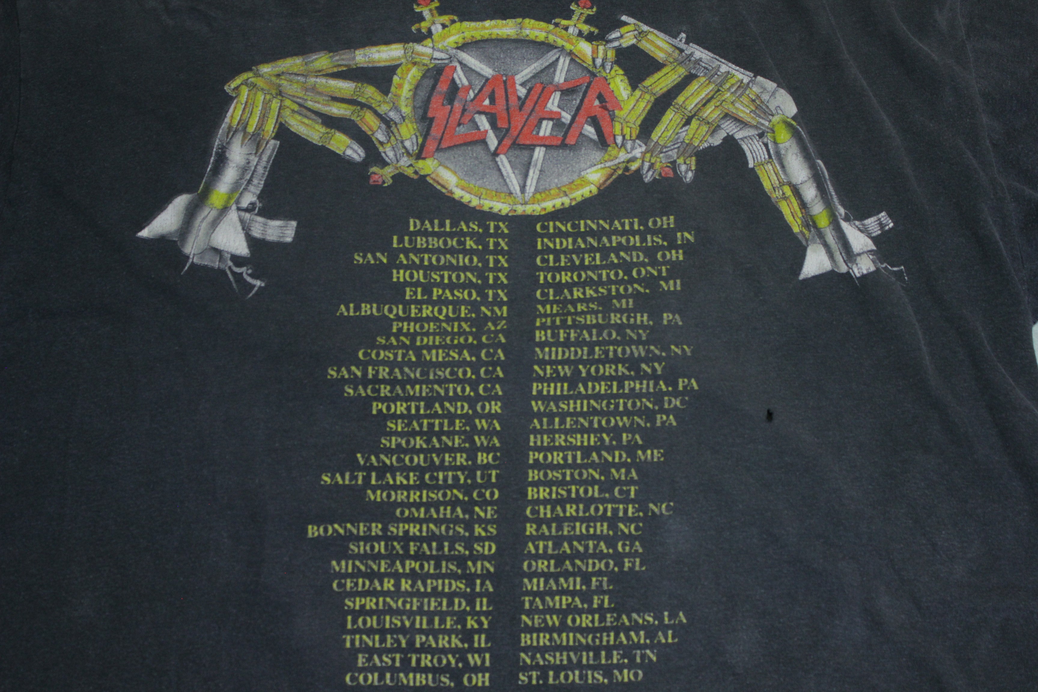 Slayer 1991 Clash of Titans Tour Cities Vintage Metal War 90's