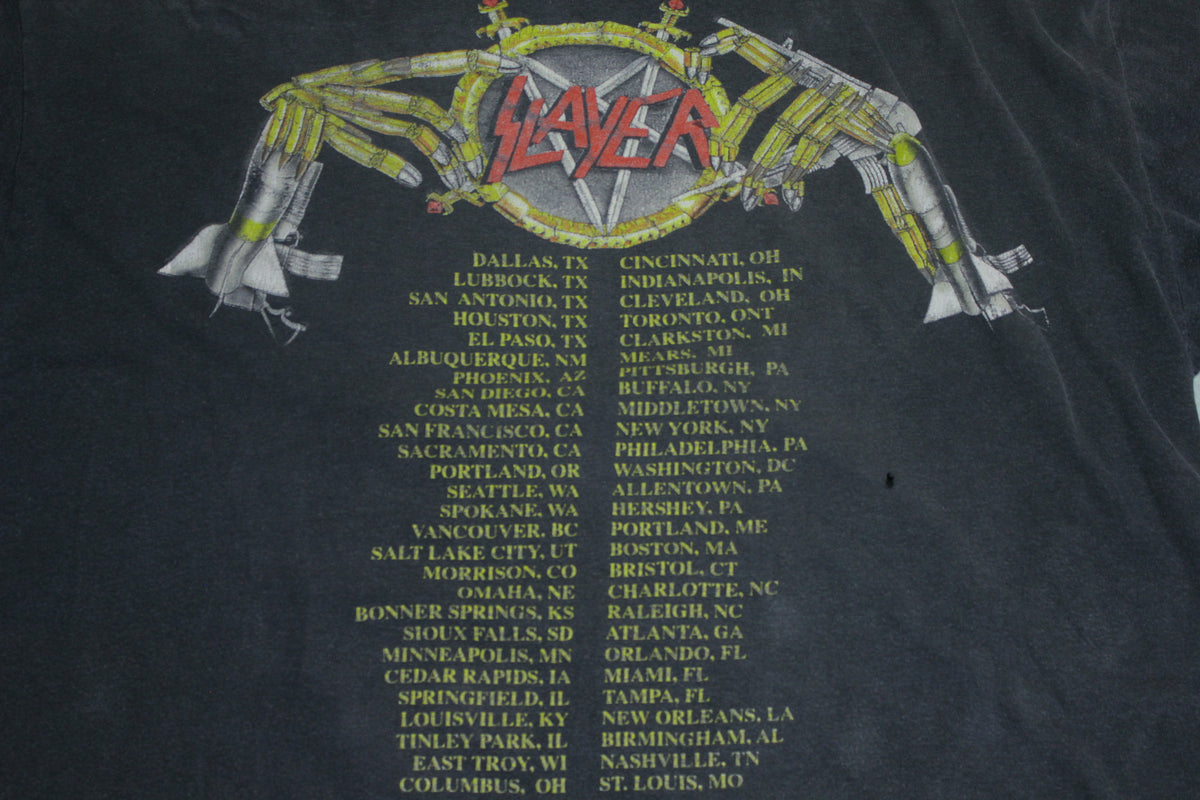Slayer 1991 Clash of Titans Tour Cities Vintage Metal War 90's Brockum T-Shirt
