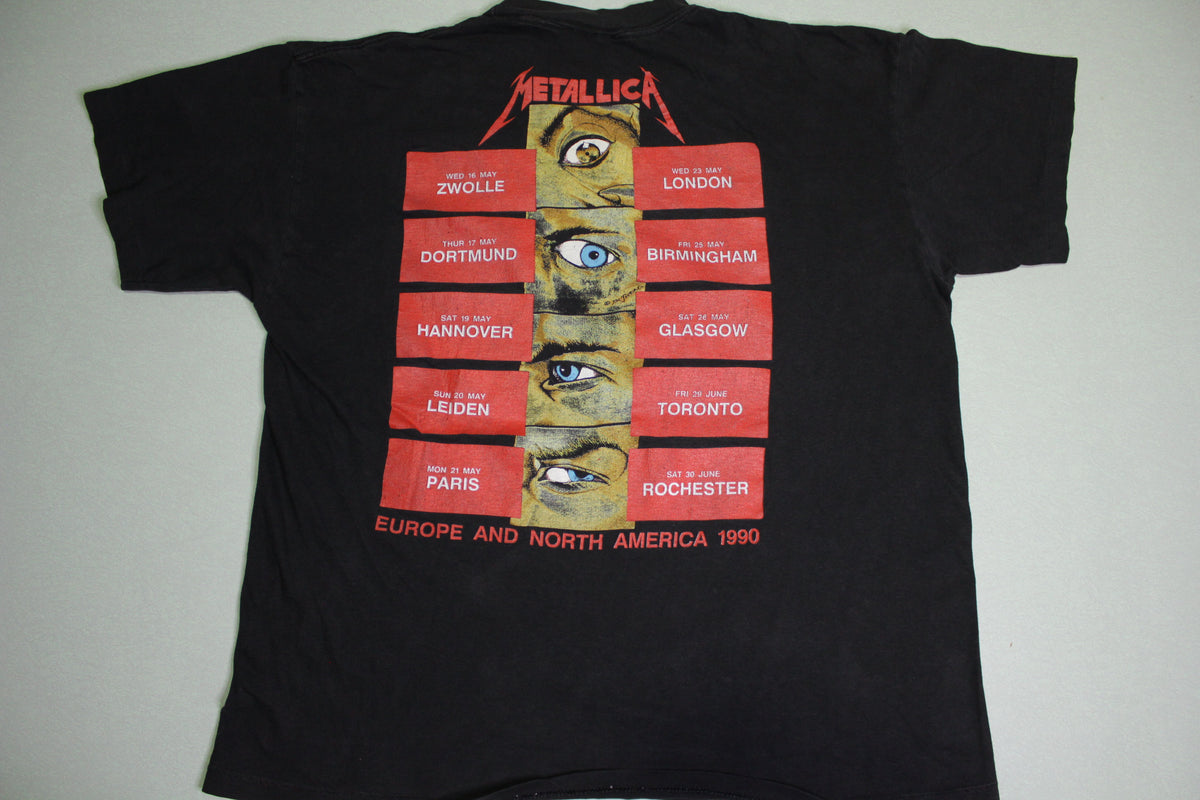 Metallica 1990 Justice Vintage Band Pic 90's Brockum Pushead North America Europe Tour T-Shirt