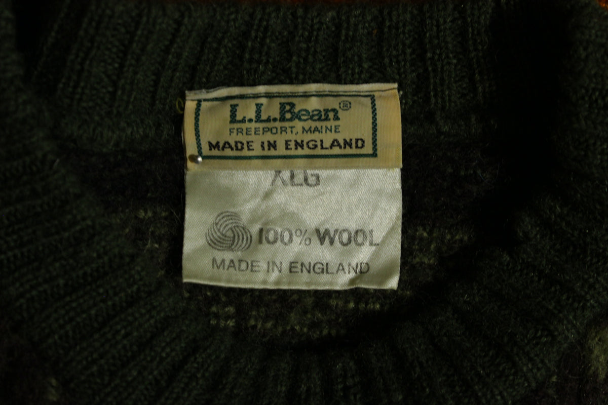 LL Bean Camo Wool England Camouflage Sweater Hunting Army VTG Green Patch