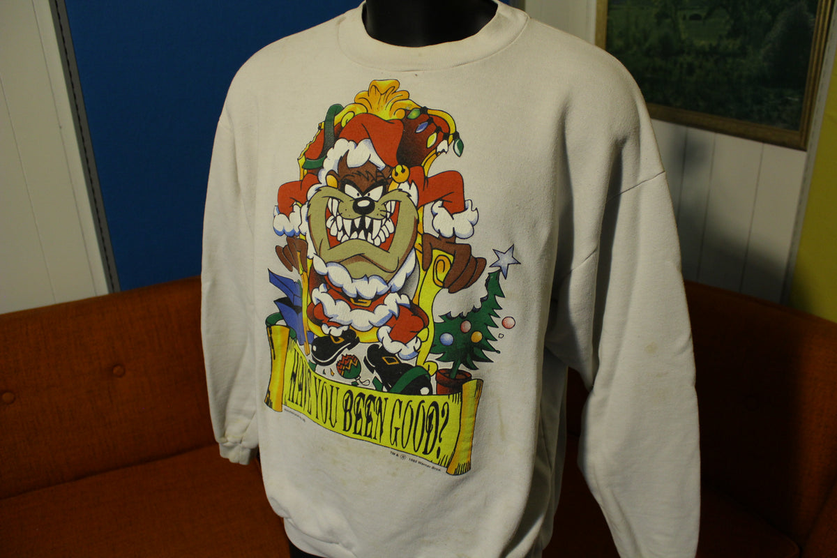 TAZ Tazmanian Devil 1995 Warner Have You Been Good Santa 90s XMAS Sweatshirt