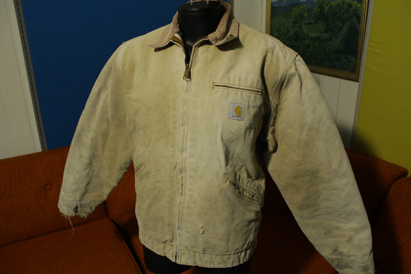 Carharrt J01 BRN 46 Blanket Flannel Lined Brown Distressed Work Coat Jacket USA MADE!!