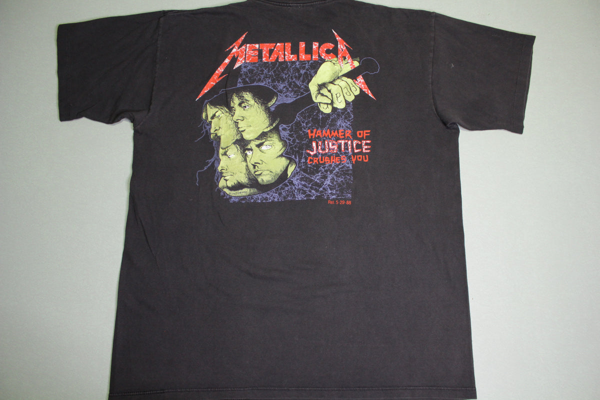 Metallica Justice For All 1988 Hammer Heads Crush You Vintage 80's Brockum Pushead T-Shirt