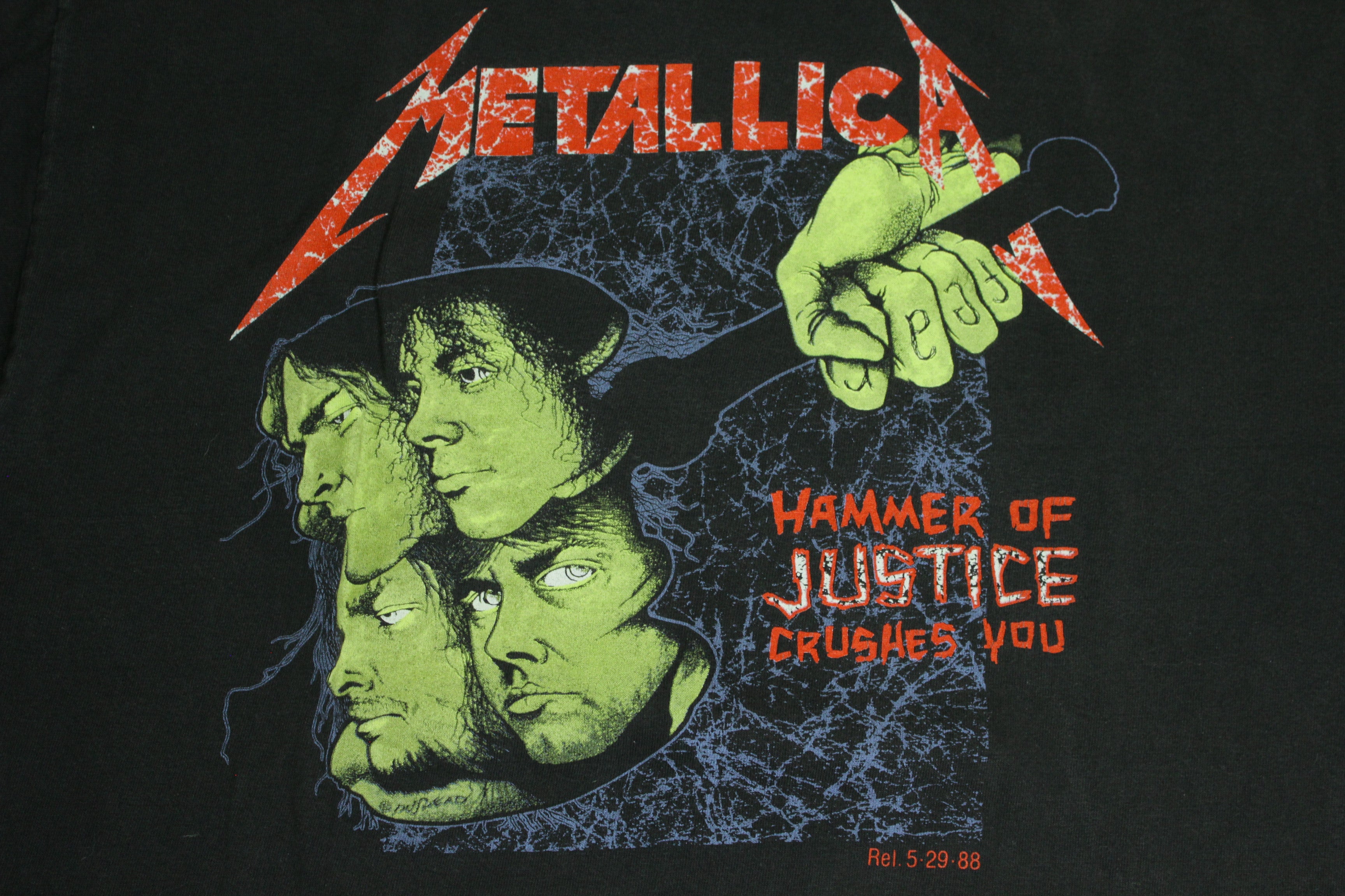 Metallica Justice For All 1988 Hammer Heads Crush You Vintage 80's