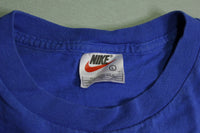 Nike Off Center Embroidered Swoosh Check Basic Essential Vintage 90's USA Made T-Shirt