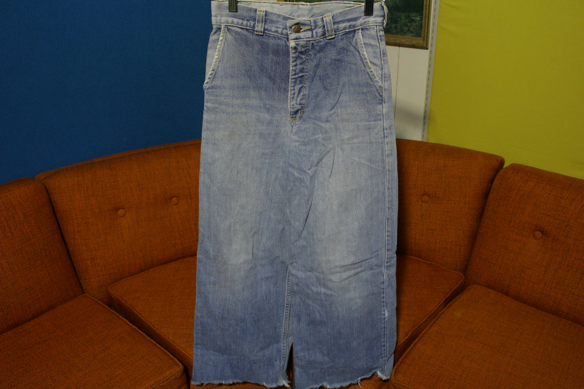 Hash Jeans 60's 70s Bell Bottom Flare Denim Pants Faded with Talon 42 Zipper