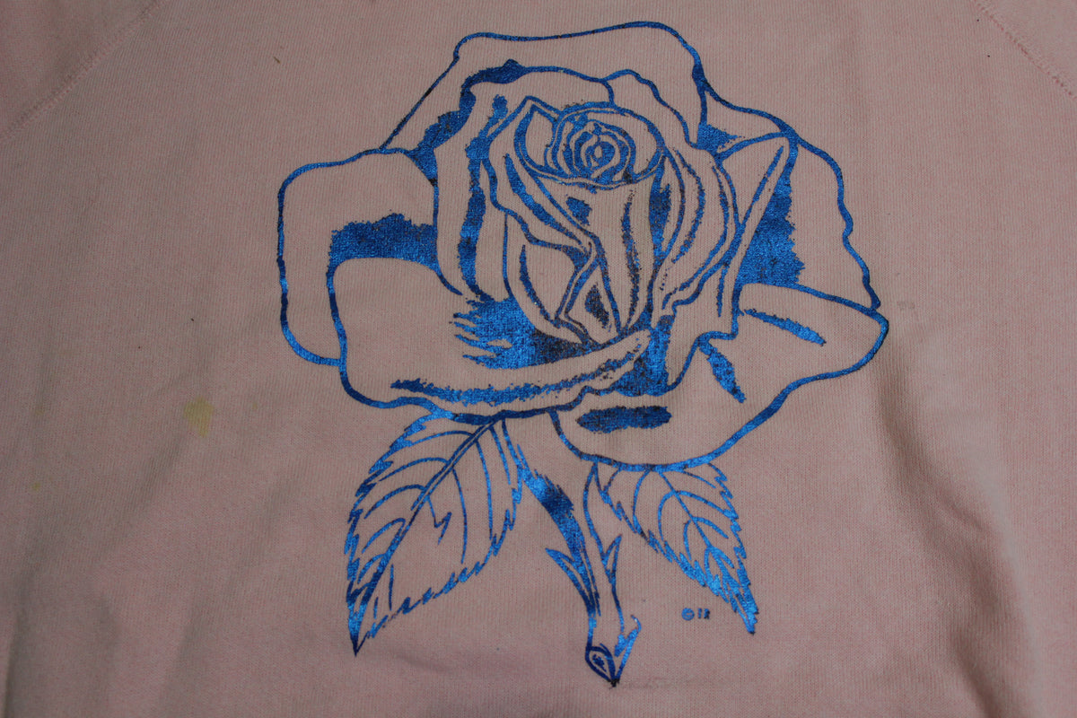 Bassett-Walker Foil Metallic Flower Print Vintage Deadstock 80's Sweatshirt