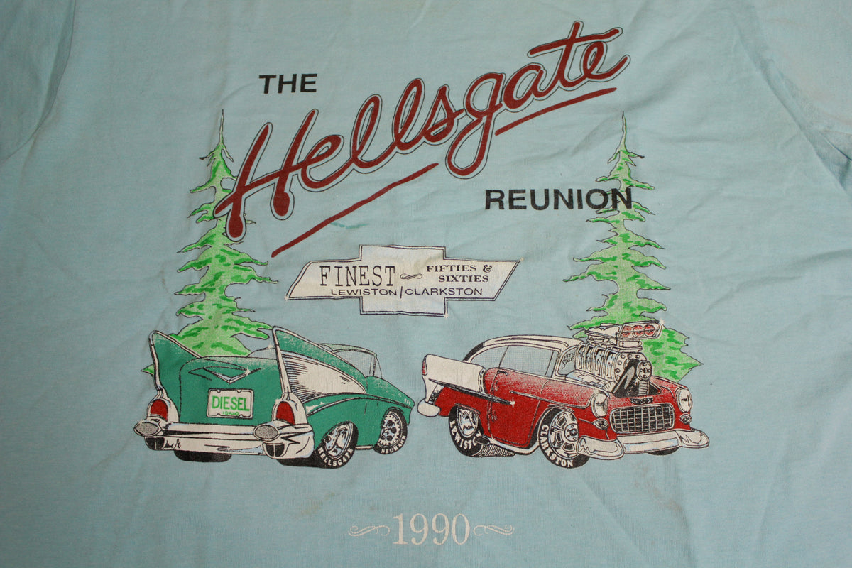 Hellsgate Reunion 50's 60's Classic Chevy Cars Auto Meet Lewiston Idaho Vintage 90's T-Shirt