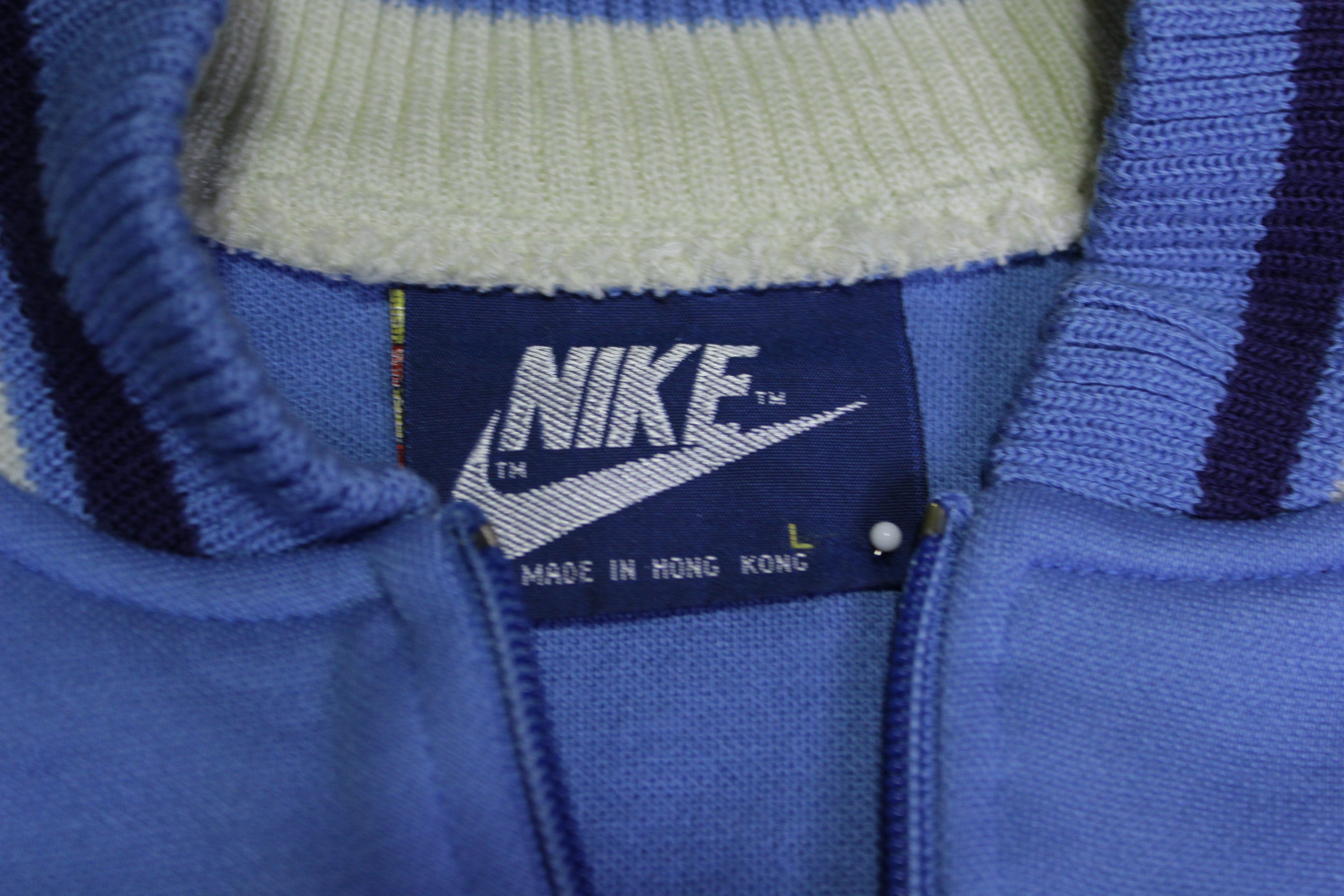 Nike Blue Tag Vintage 80's Zip Up Off Center Swoosh Check Track