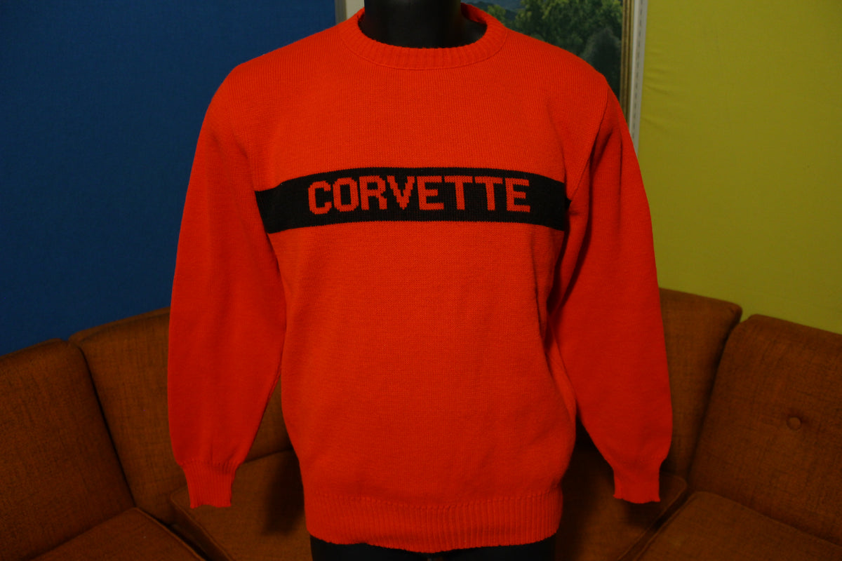 Corvette 3 Strikes Red Black 80s 1985 Vintage Sports Car Sweater New NWOT