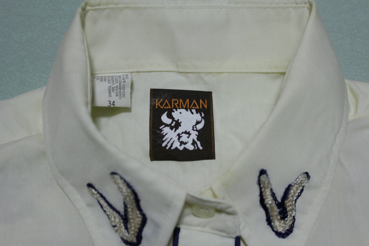 Karman Vintage 80s Pearl Snap Embroidered Button Up Western Shirt