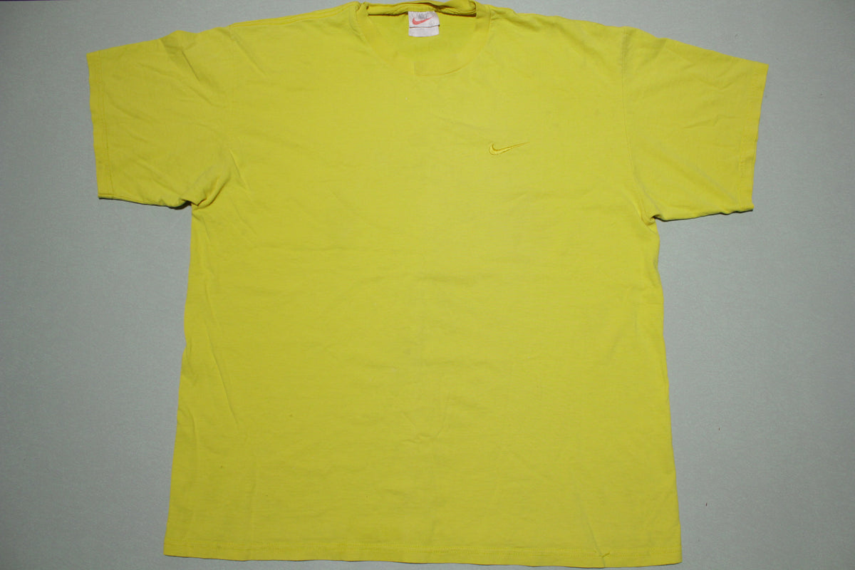 Nike Check Vintage 90s Made in USA Yellow Embroidered Swoosh Essential T-Shirt