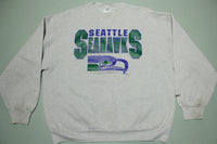 Seattle Seahawks Vintage 80s Bike Made in USA Gray Crewneck Sweatshirt Big Logo