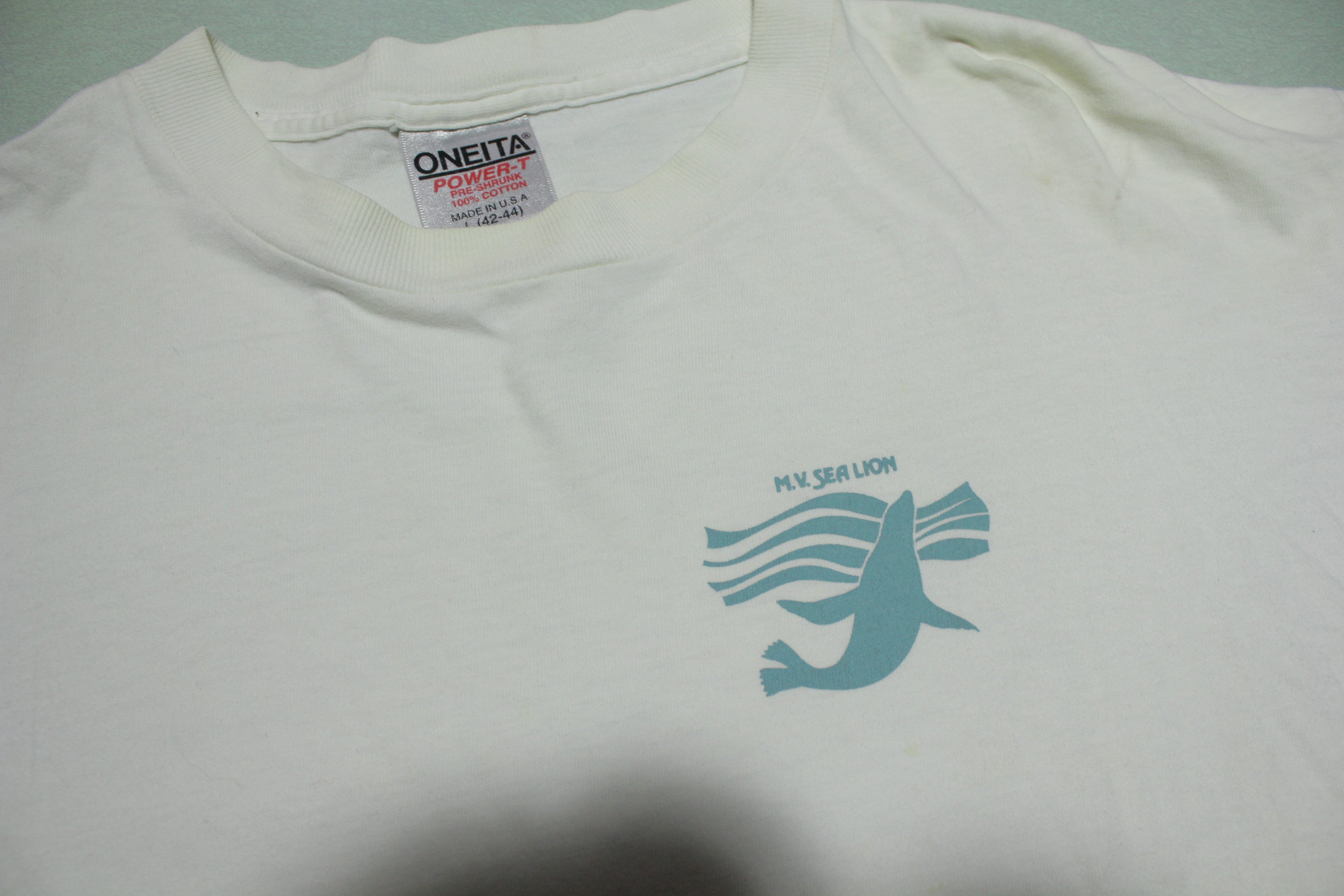90s vintage✴︎T-shirt ray troll ONEITA Ray Troll Vintage 90s 1991 One For The Birds M.V. Sea Lion Oneita