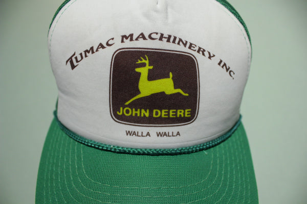 John Deere Tumac Machinery Vintage 80's Adjustable Back Snapback Cord Hat