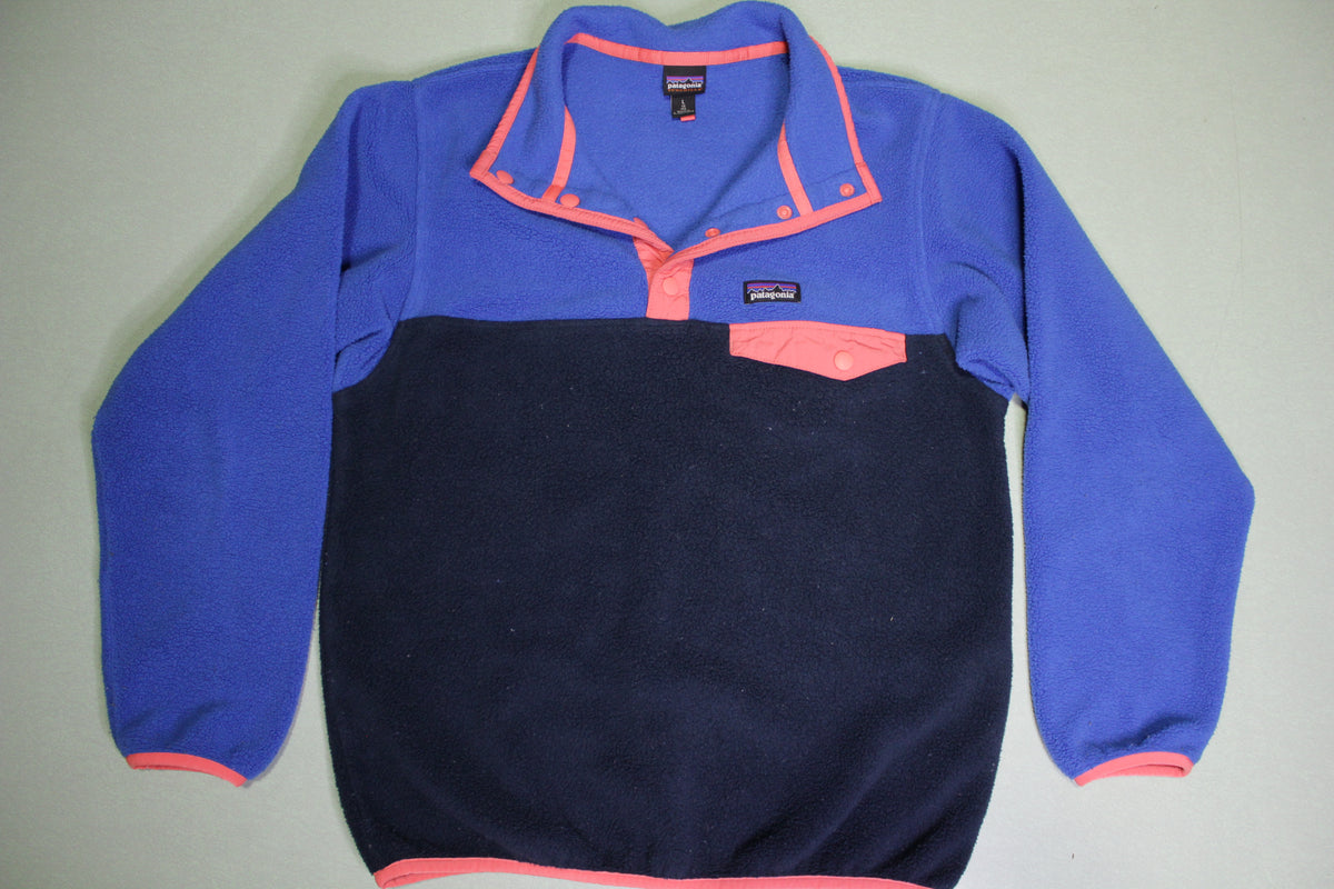 Patagonia Synchilla Snap-T Fleece Pullover Pink Blue Cold Weather Hiking Jacket