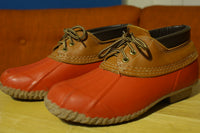 Eddie Bauer Women’s Duck Low Rubber Rain Boots Shoes Red Tan Size 8