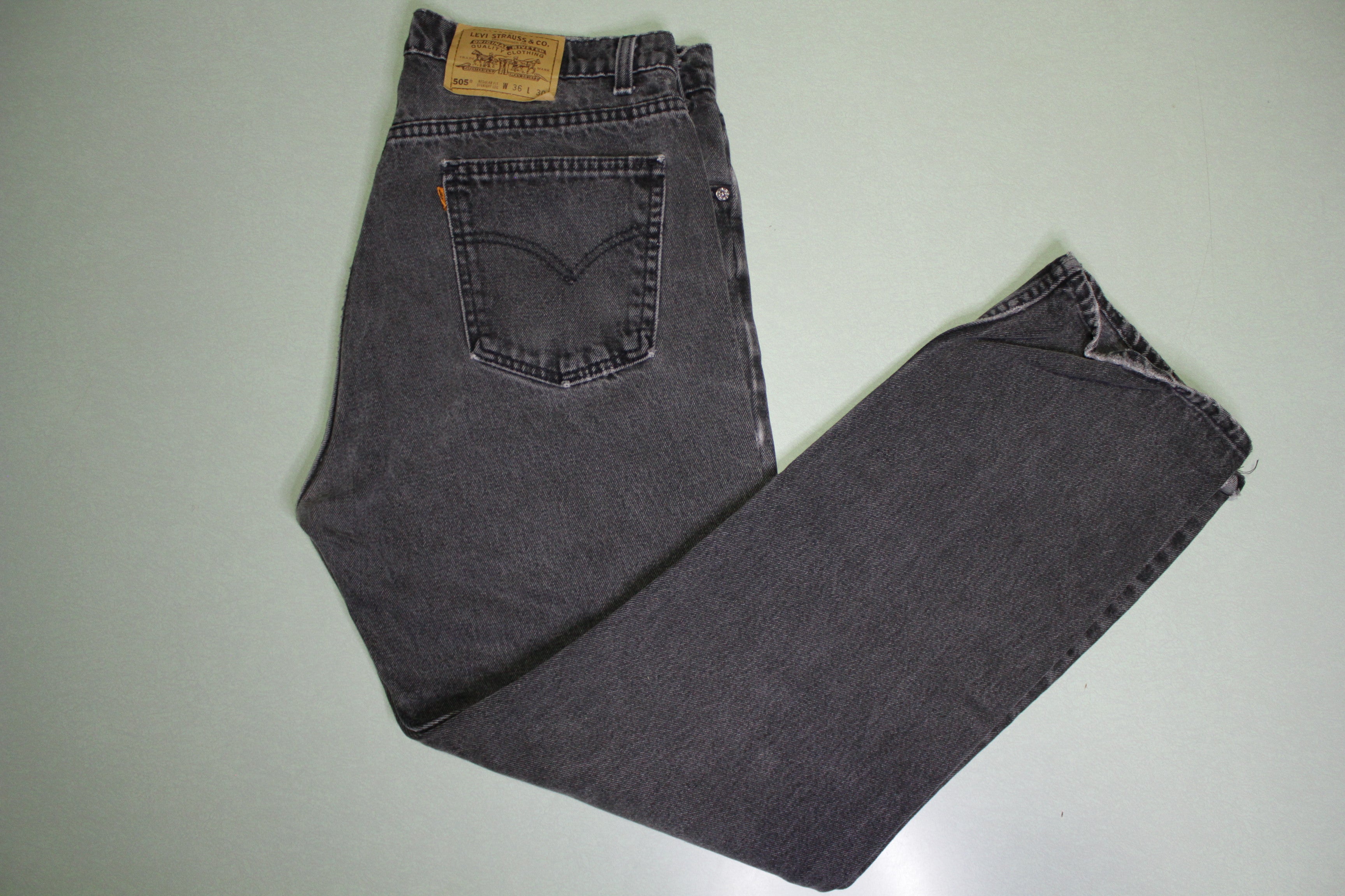 Levis 505 Orange Tab Vintage 80's Made in USA Black Denim Grunge